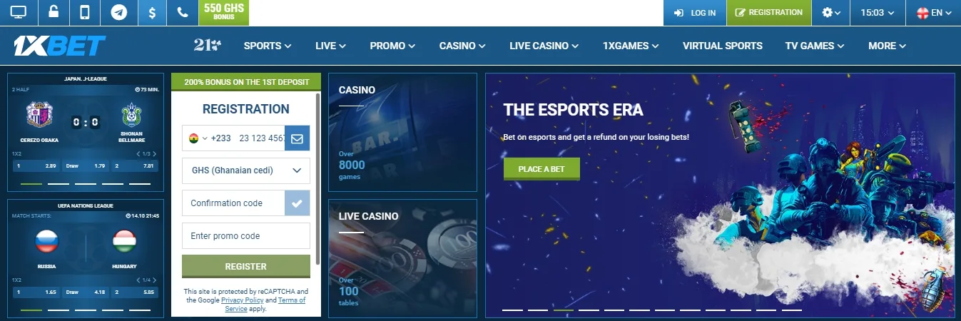 1xBet Ghana registration